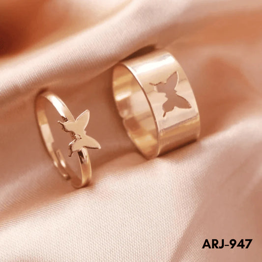 ARJ-947 Butterfly Couple Ring Elegant Stylish Durable Design Symbol Of Love And Commitment For Couples Adjustable Size