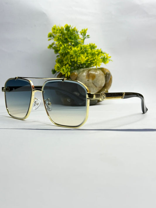 Luxury Square Gradient Sunglasses for Men & Women – Gold Metal Frame UV400 Shades